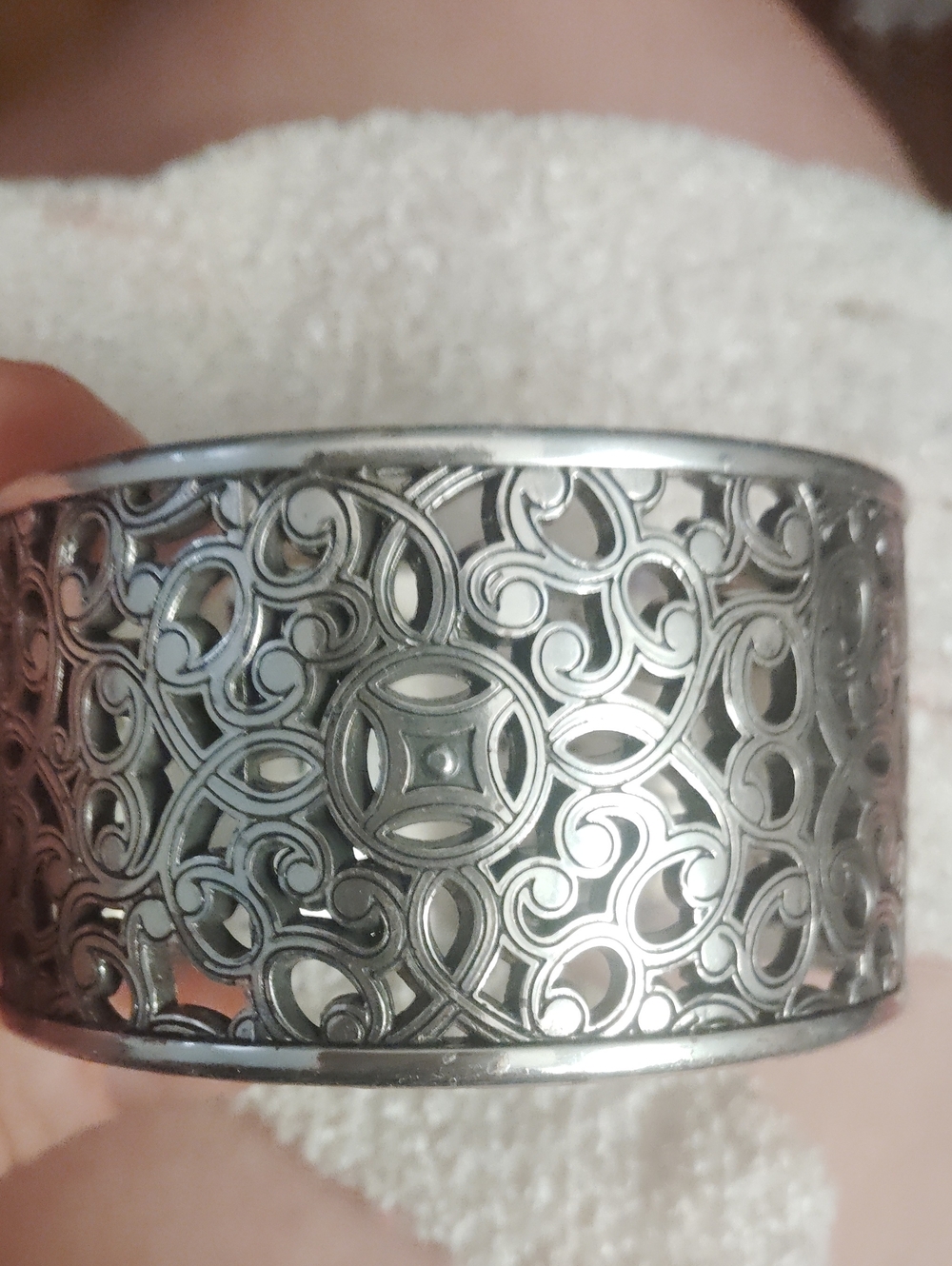Silver Filigree Wide Cuff Bracelet - Women Jewelry